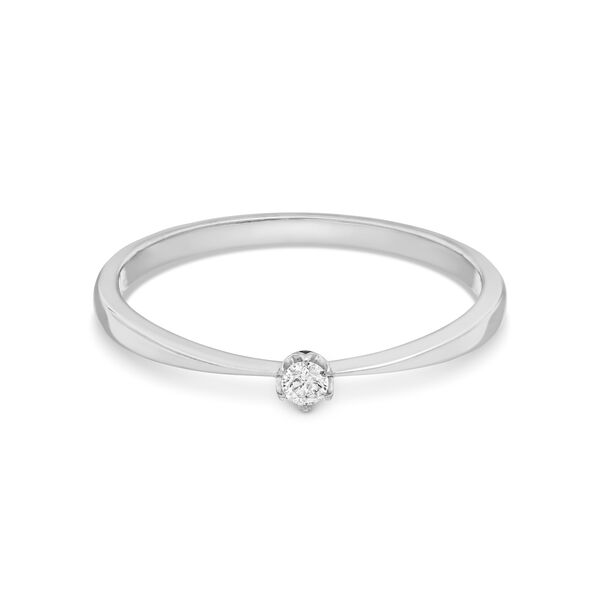 Verlobungsring Classic Solitair 0,04ct, 14 Karat Wei�gold, Gr.52 
