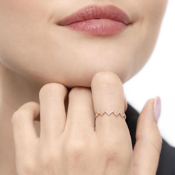 Ring Flash mit Diamanten, 18 Karat Rosegold 
