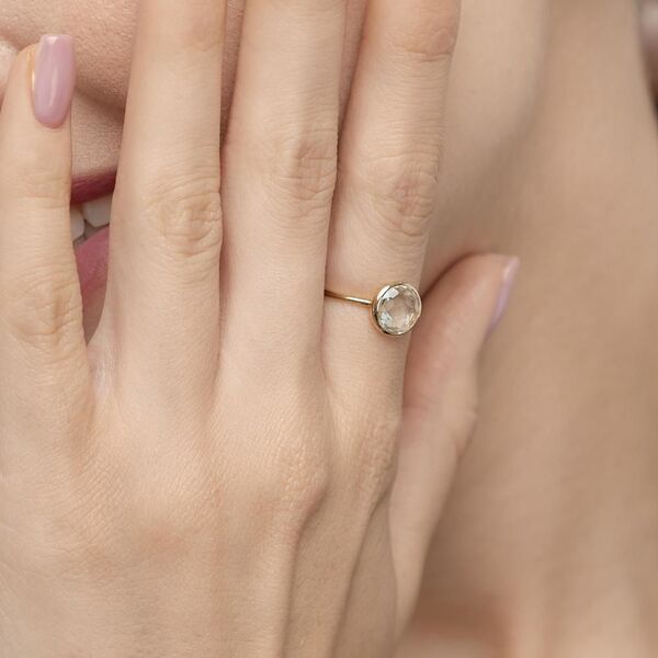 Ring Gr�ner Amethyst, 14 Karat Gelbgold 