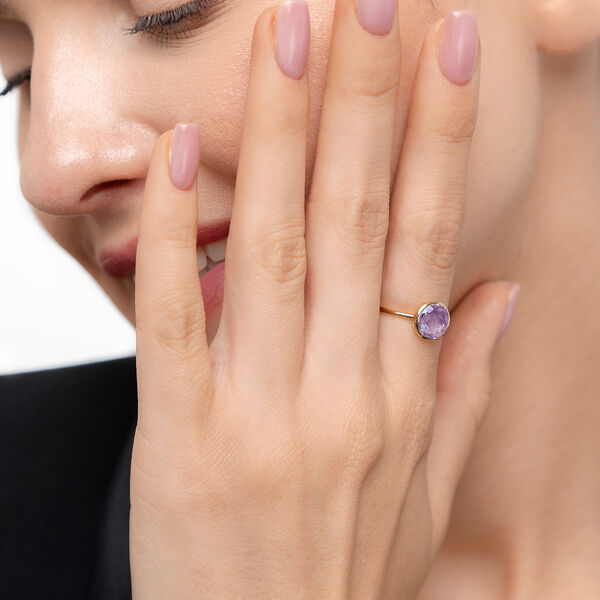 Ring Amethyst, 14 Karat Gelbgold, Gr.52 