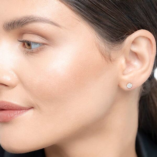 Ohrstecker Pav� mit Diamanten, 18 Karat Rosegold 