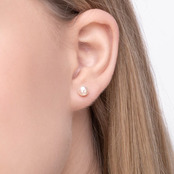Ohrstecker Perle, 6mm, 14 Karat Rosegold 