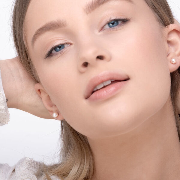 Ohrstecker Perle, 6mm, 14 Karat Rosegold 