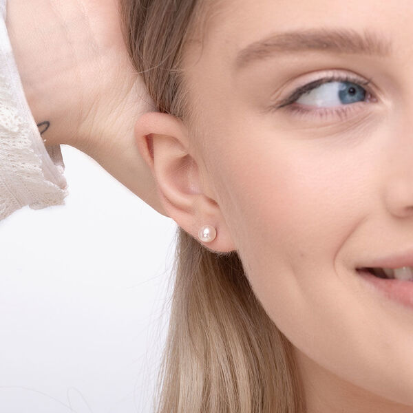 Ohrstecker Perle, 6mm, 14 Karat Rosegold 