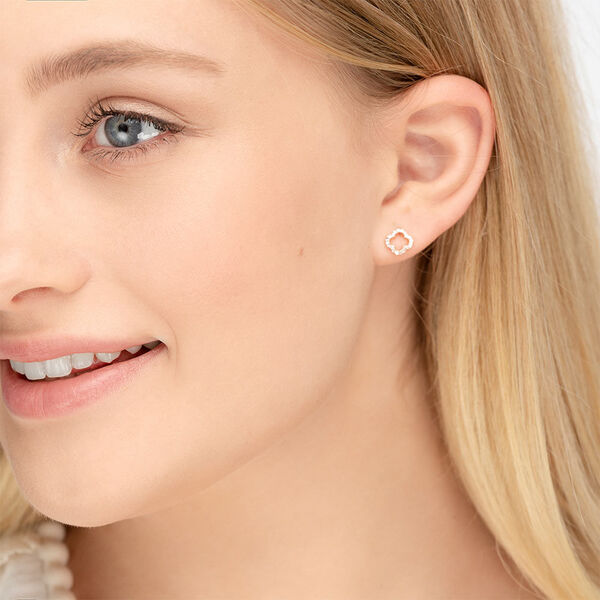 Ohrstecker Clover mit Diamanten, 18 Karat Rosegold 