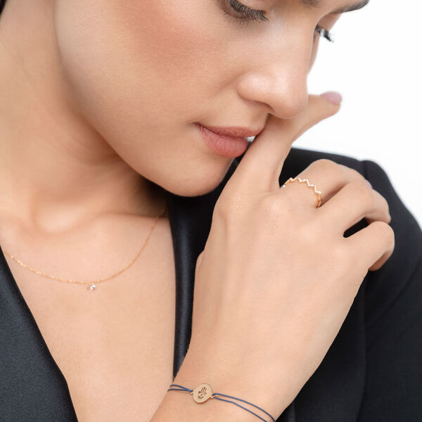 Freundschaftsarmband Hand der Fatima, 14 Karat Gelbgold 