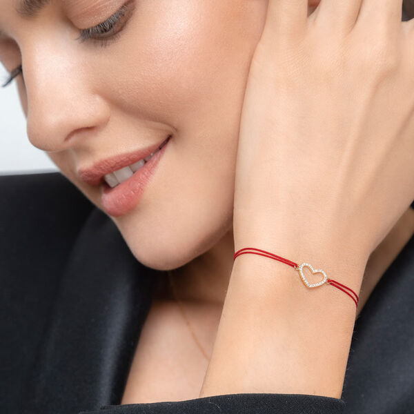 Freundschaftsarmband Herz mit Diamanten, 18 Karat Gelbgold 