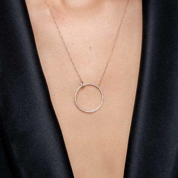 Halskette Circle Gro� mit Diamanten, 18 Karat Rosegold 