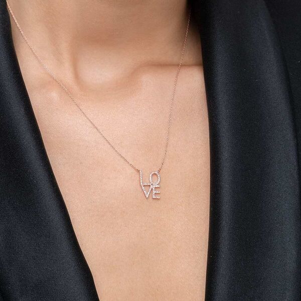 Halskette Love mit Diamanten, 18 Karat Rosegold 