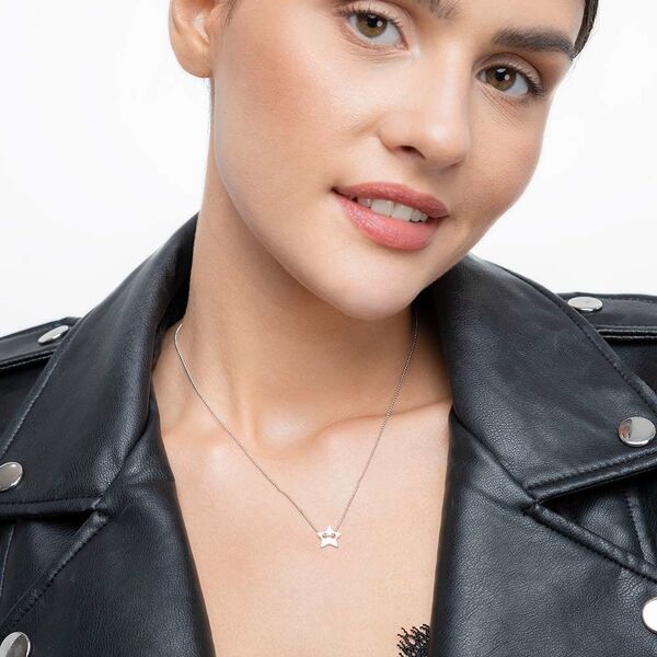 Halskette Star, 14 Karat Wei�gold 