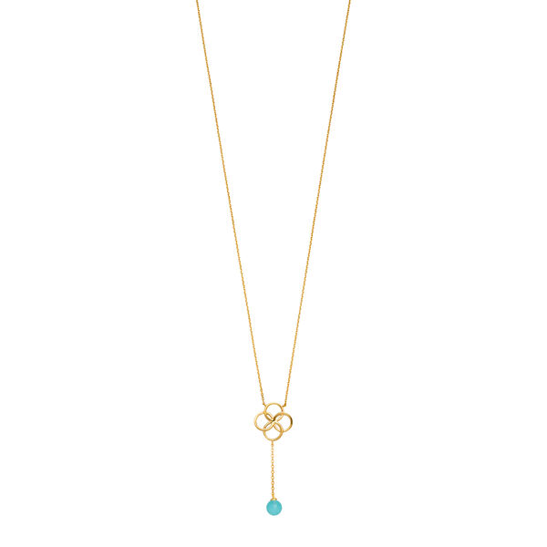 Halskette Clover Charm, Aqua Chalzedon, 18 Karat Gelbgold vergoldet 