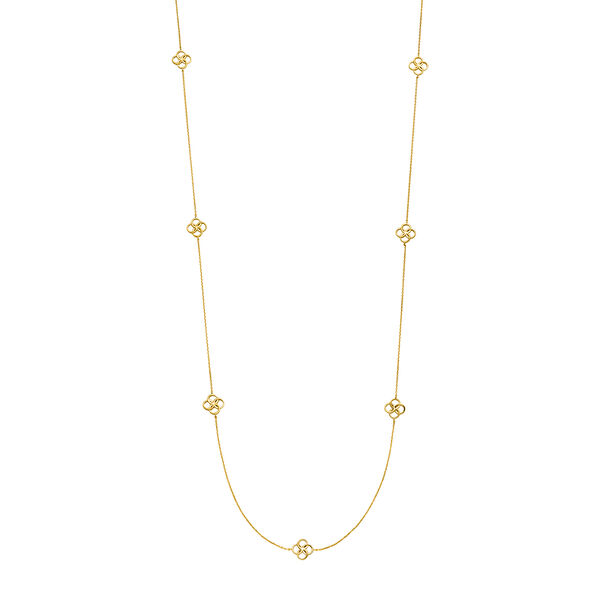 Lange Halskette Clover Charm, 18 Karat Gelbgold vergoldet 