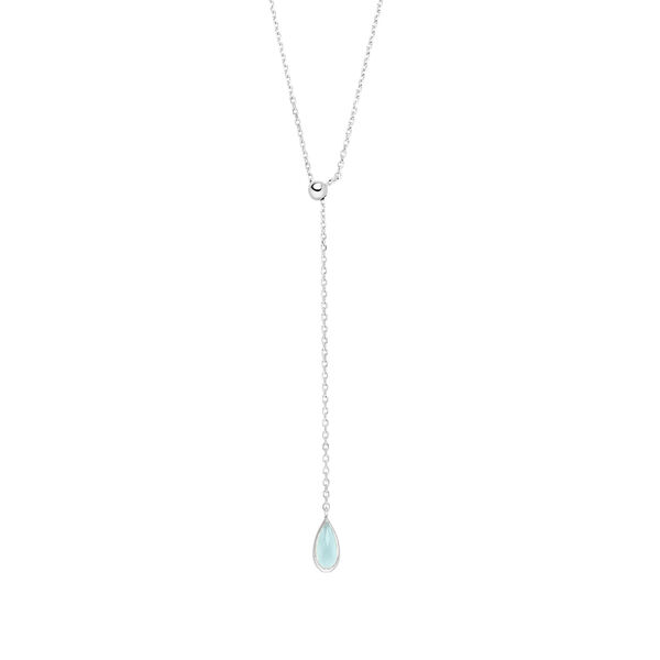 Y-Halskette Gem Drop, Aqua Chalzedon, 925 Sterlingsilber 