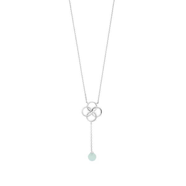 Halskette Clover Charm, Aqua Chalzedon, 925 Sterlingsilber 