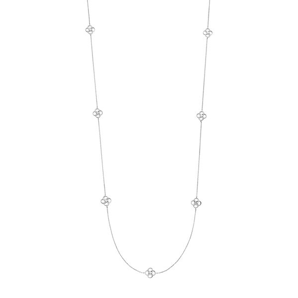 Lange Halskette Clover Charm, 925 Sterlingsilber 