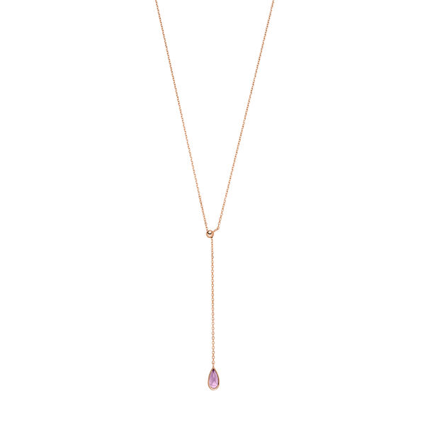 Y-Halskette Gem Drop, Amethyst, 18 Karat Rosegold vergoldet 