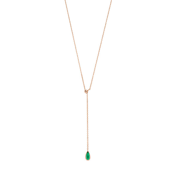 Y-Halskette Gem Drop, Gr�ner Achat, 18 Karat Rosegold vergoldet 