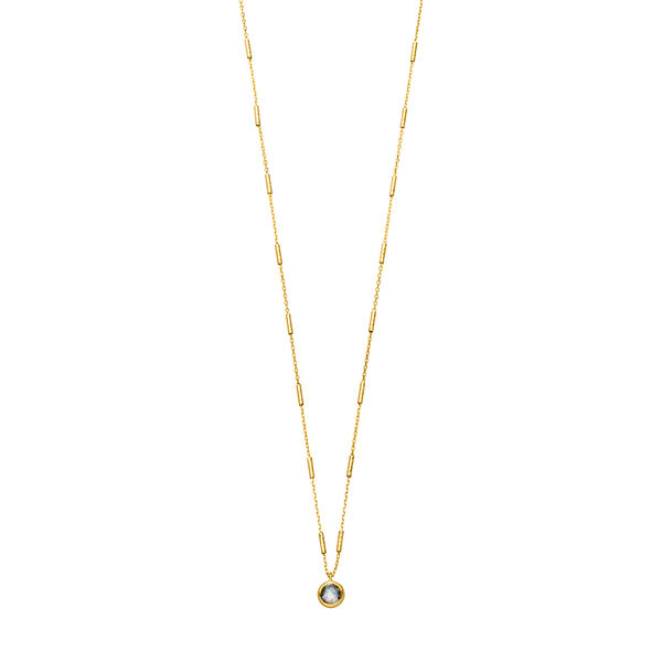 Halskette Solit�r, Labradorit, 18 Karat Gelbgold vergoldet 