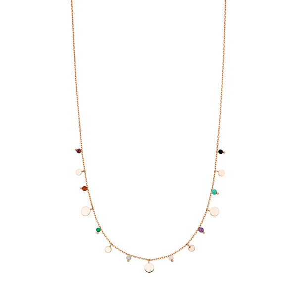 Halskette Platelet Mix, 18 Karat Rosegold vergoldet 