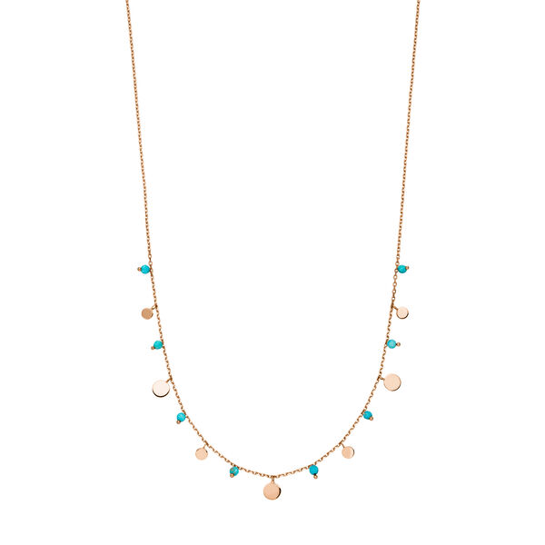 Halskette Platelet T�rkis, 18 Karat Rosegold vergoldet 