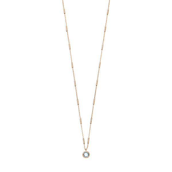 Halskette Solit�r, Blauer Topaz, 18 Karat Rosegold vergoldet 