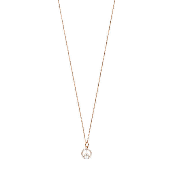 Halskette Peace mit Zirkonia, 18 Karat Rosegold vergoldet 