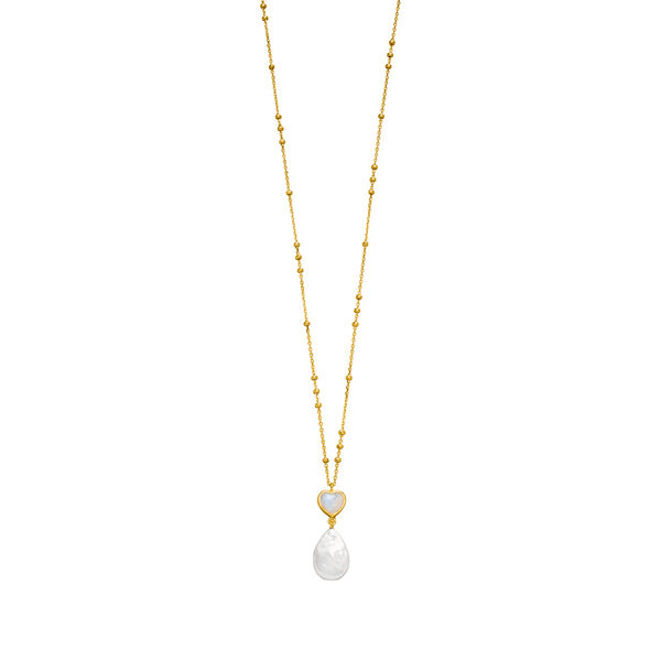 Halskette VALENTINE PEARLS, Mondstein, 18 Karat Gelbgold vergoldet 