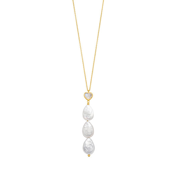 Y-Halskette VALENTINE PEARLS, Mondstein, 18 Karat Gelbgold vergoldet 