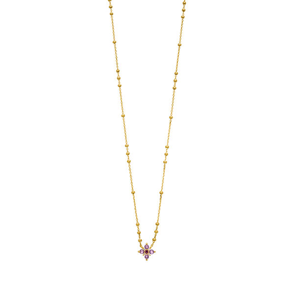 Halskette BLOOM, Amethyst/Rhodolith, 18 Karat Gelbgold vergoldet 