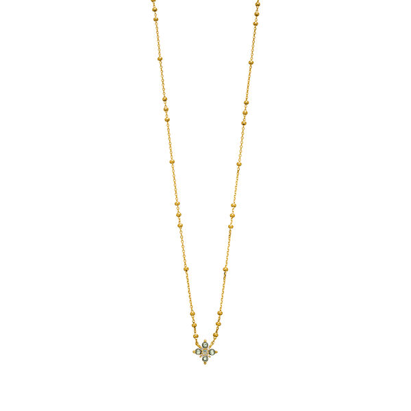 Halskette BLOOM, Labradorit/Aventurin, 18 Karat Gelbgold vergoldet 