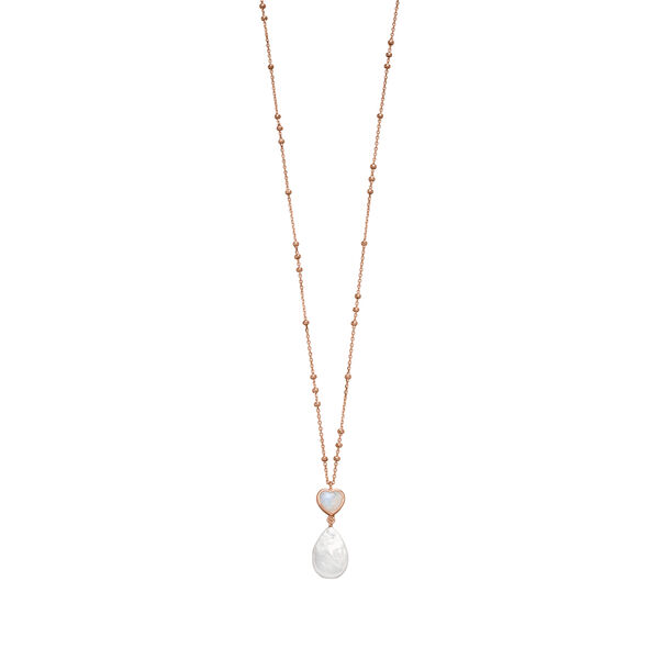 Halskette VALENTINE PEARLS, Mondstein, 18 Karat Rosegold vergoldet 