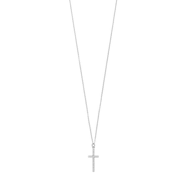 Halskette Kreuz mit Zirkonia, 925 Sterlingsilber 