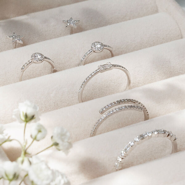 Ring mit Baguette Diamanten, 14 Karat Wei�gold 