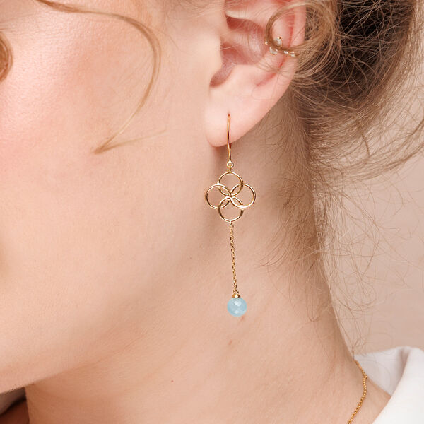 Ohrh�nger Clover Charm, Aqua Chalzedon, 18 K Gelbgold vergoldet 