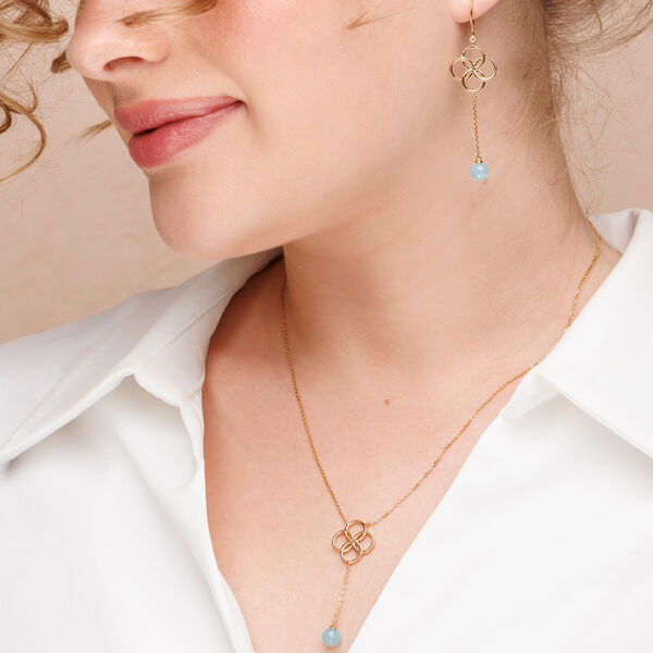 Ohrh�nger Clover Charm, Aqua Chalzedon, 18 K Gelbgold vergoldet 