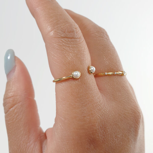Silber Open Ring, Perle, Rosegold 