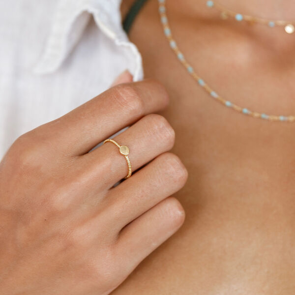 Ring Twist mit Pl�ttchen, 18 K Gelbgold vergoldet 