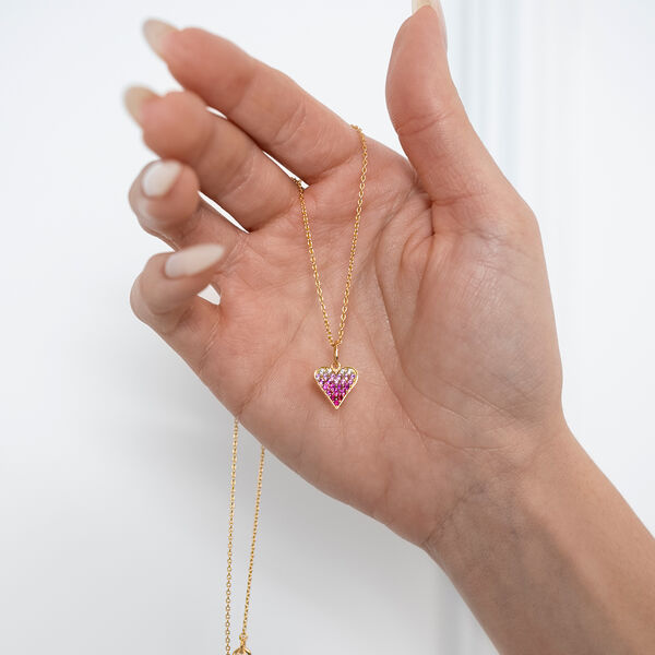 Halskette Pink Valentine, 18 Karat Gelbgold vergoldet 