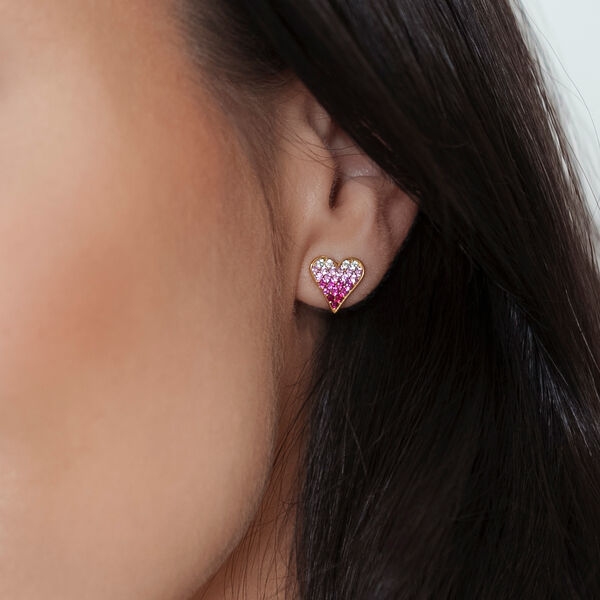 Ohrstecker Pink Valentine, 18 K Gelbgold vergoldet 
