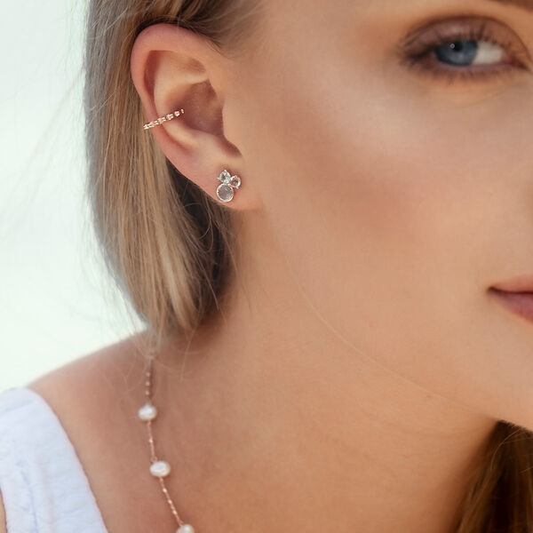 Ohrstecker Three Gems, Aqua Chalzedon, 18 K Gelbgold vergoldet 