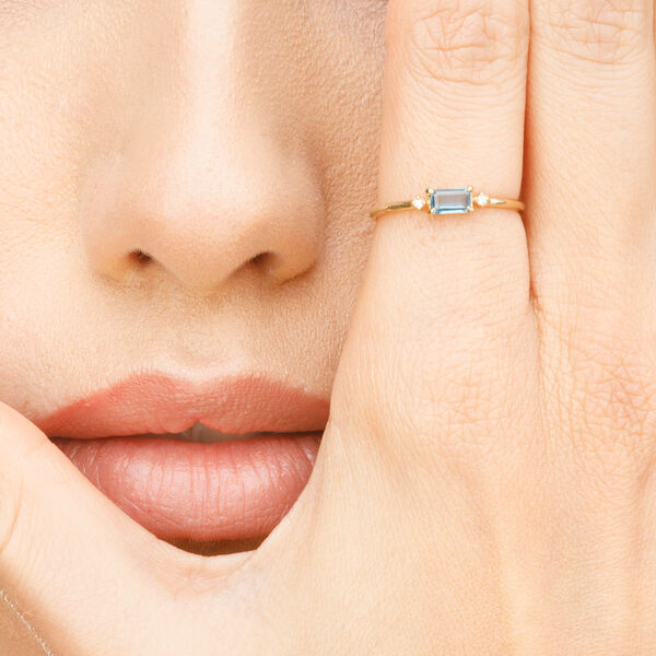 Ring London Blue Topaz, 14 Karat Gelbgold 