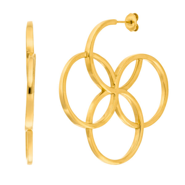 Creolen Clover Charm, gro�, 18 K Gelbgold vergoldet 
