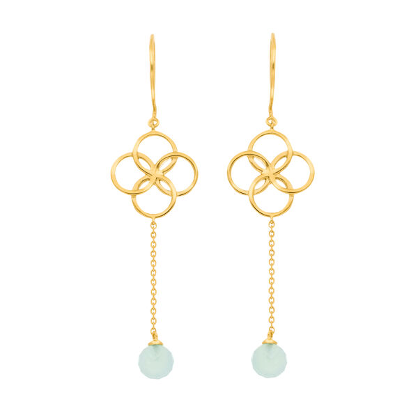 Ohrh�nger Clover Charm, Aqua Chalzedon, 18 K Gelbgold vergoldet 