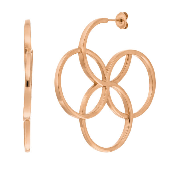 Creolen Clover Charm, gro�, 18 K Rosegold vergoldet 