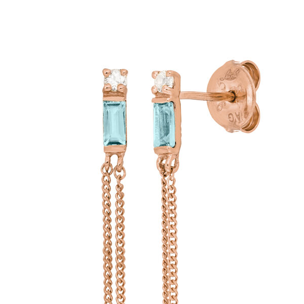 Ohrh�nger Glamour, Blue/White Topas, 18 K Rosegold vergoldet 