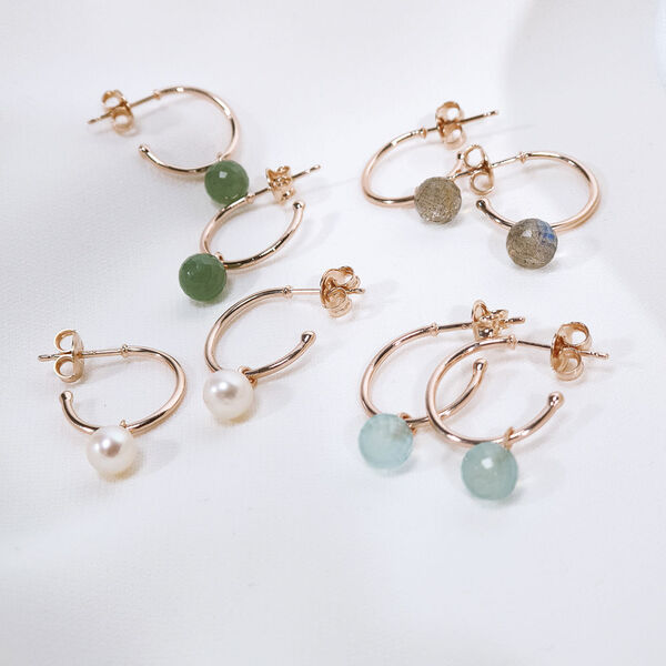 Creole Flying Gem, Aqua Chalzedon, 18 K Rosegold vergoldet 