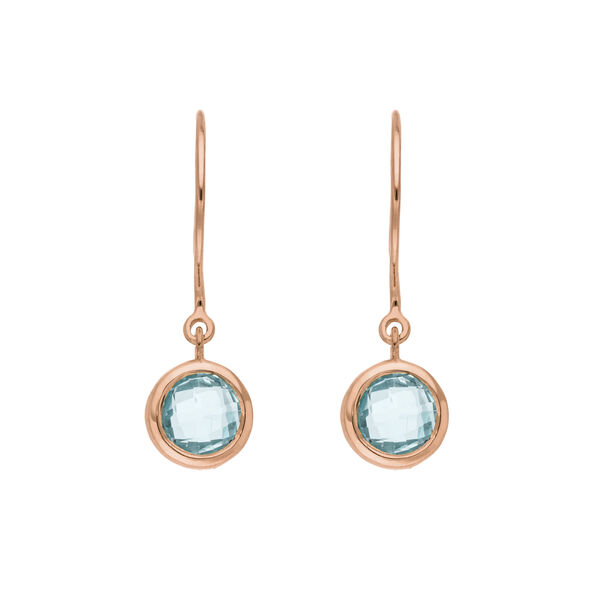Ohrh�nger Solit�r, Blauer Topaz, 18 K Rosegold vergoldet 