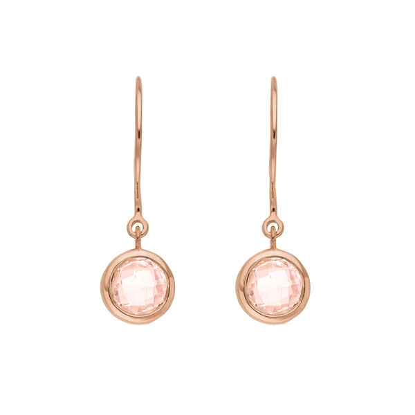 Ohrh�nger Solit�r, Rosenquarz, 18 K Rosegold vergoldet 