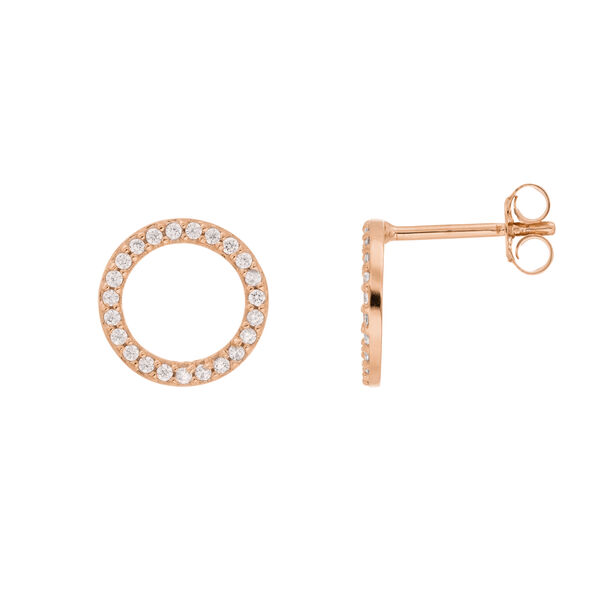 Ohrstecker Circle Of Life mit Zirkonia, 18 K Rosegold vergoldet 