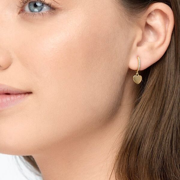 Single Creole HEART/Zirkonia, 18 K Gelbgold vergoldet 
